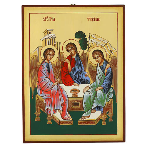 Icona Santissima Trinità 40x30 cm dipinta a mano Romania 1