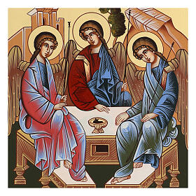 Ícone Santíssima Trindade 38x32 cm pintada à mão Roménia