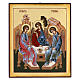 Ícone Santíssima Trindade 38x32 cm pintada à mão Roménia s1