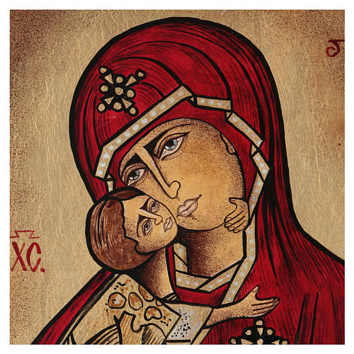 Rumänische Ikone, Madonna der Zärtlichkeit, handgemalt, 35x30 cm 2