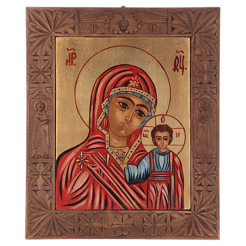 Rumänische Ikone, Gottesmutter von Kasan, handgemalt, 40x30 cm 1