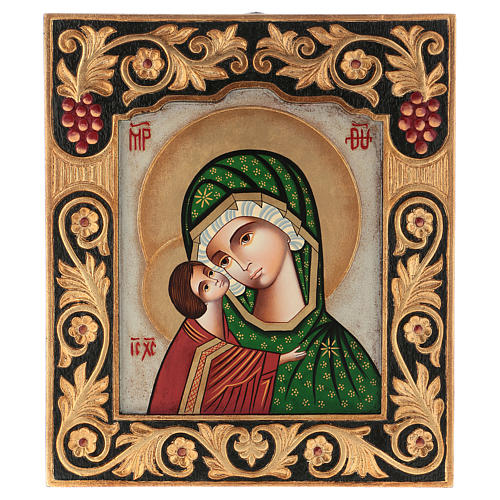 Ícone pintado Nossa Senhora da Ternura Roménia 38x32 cm 1