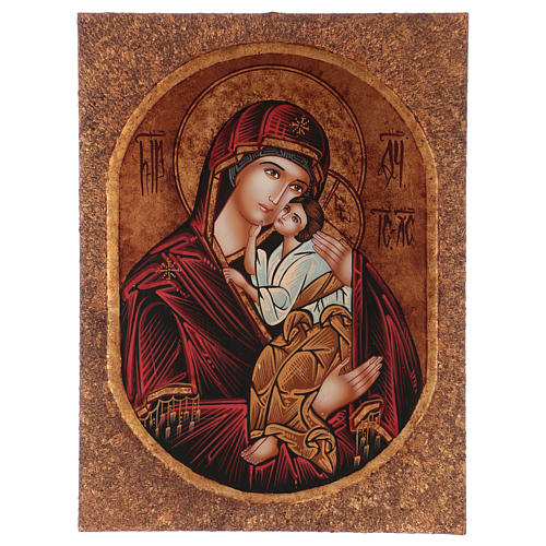 Icône Mère de Dieu Iaroslavskaja 40x30 cm peinte Roumanie 1