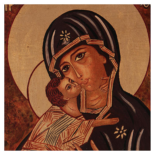 Icona Madre Dio Vladimirskaja vecchio stile 40x30 cm dipinta Romania 2