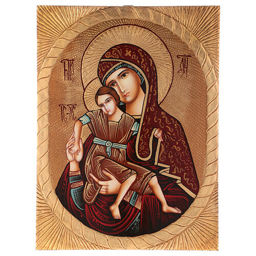 Icon Mother of God of East Dostojno, 40x30 cm painted Romania 1