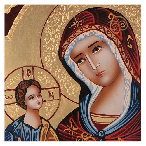 Icono Madre de Dios Hodighitria con fondo oro 40x30 cm pintado Rumanía 2