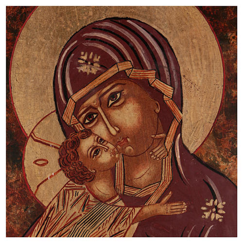 Ícone Mãe de Deus Vladimirskaja 35x30 cm pintada na Roménia 2