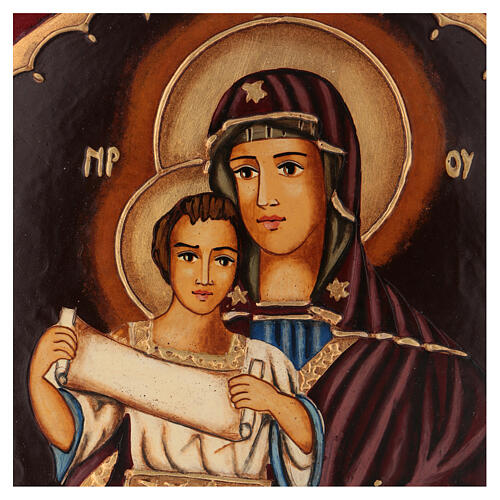 Rumänische Ikone Maria mit dem Jesuskind handbemalt, 25x25 cm 2