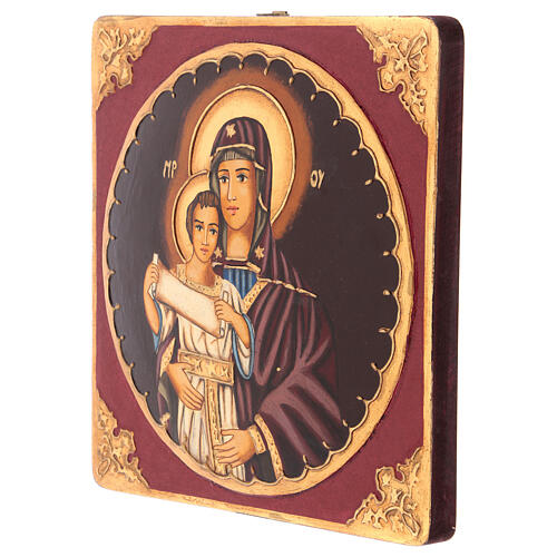 Icono Madre de Dios con Niño 25x25 cm pintado Rumanía 3