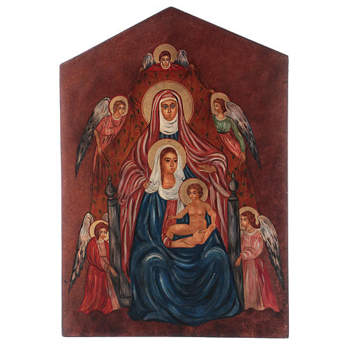Icône Vierge à l'Enfant avec Sainte Anne 40x30 cm peinte Roumanie 1