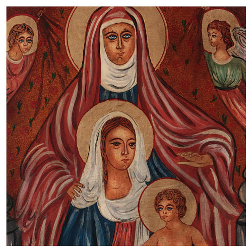 Icône Vierge à l'Enfant avec Sainte Anne 40x30 cm peinte Roumanie 2