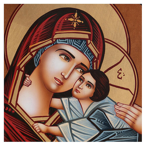 Icono redondo Madre de Dios Vladimirskaja diám. 28 cm pintado Rumanía 2