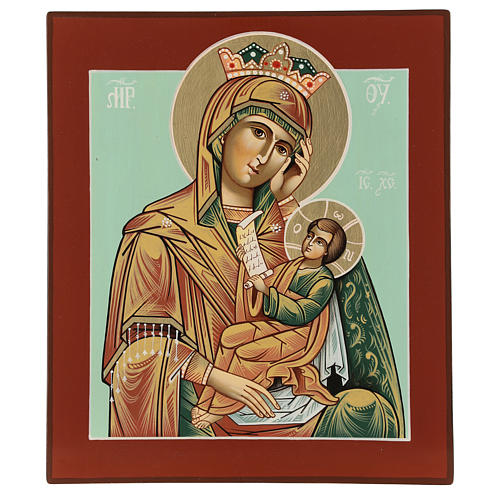 Ícone Mãe de Deus Confortou a Minha Dor 28x24 cm Roménia pintado estilo russo 1