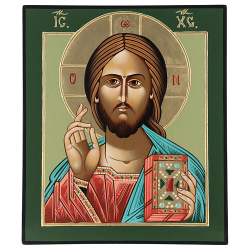Ícone Jesus Mestre e Juiz 28x24 cm Roménia pintado estilo russo 1