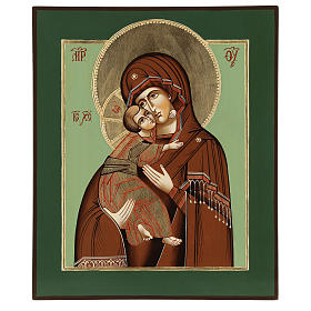 Icône Vierge de Tendresse Vladimirskaja 35x30 cm Roumanie peinte style russe