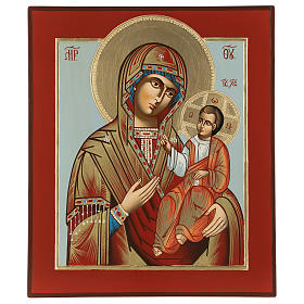 Icona Madre Dio Hodighitria-Smolenskaja 32x28 cm Romania dipinta stile russo