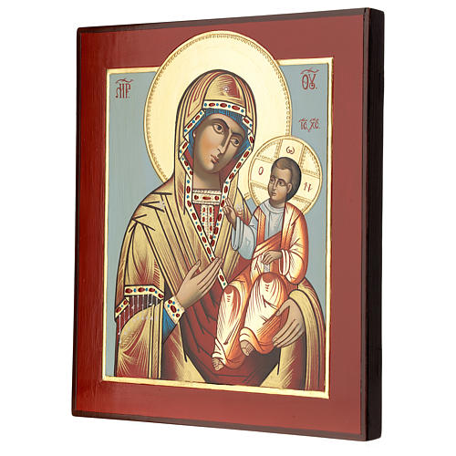 Icona Madre Dio Hodighitria-Smolenskaja 32x28 cm Romania dipinta stile russo 3