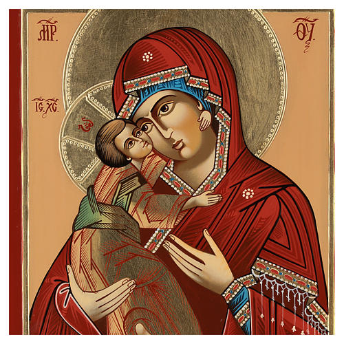 Icône Vierge de Tendresse Vladimirskaja 35x30 cm Roumanie peinte style russe 2