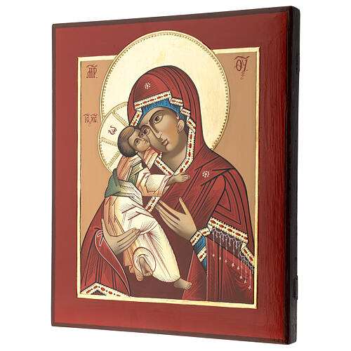 Ikona Matka Boża Czuła Włodzimierska 35x30 cm, Rumunia, malowana, styl rosyjski 3