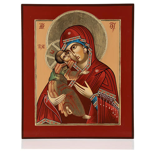 Ícone Mãe de Deus de Vladimir 35x30 cm Roménia pintado estilo russo 1