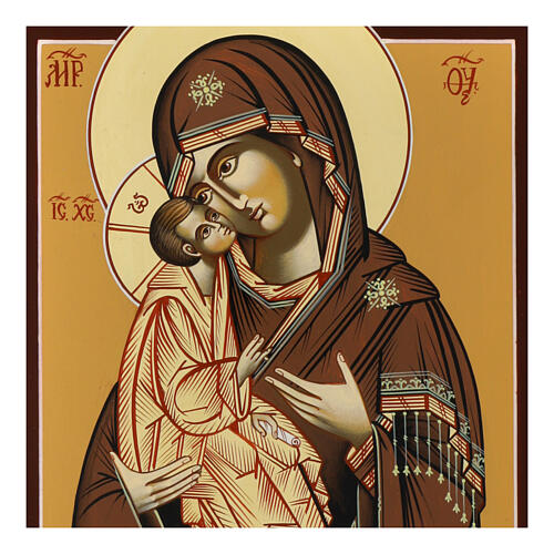 Icono Madre de Dios Donskaja 32x28 cm Rumanía pintado estilo ruso 2