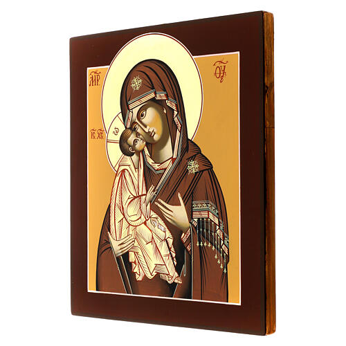 Icona Madre di Dio Donskaja 32x28 cm Romania dipinta stile russo 3
