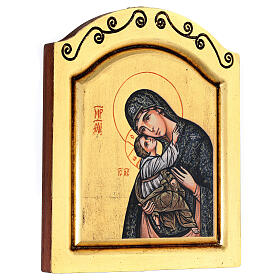 Icono serigrafado Virgen Niño tallado fondo oro 22x18 cm