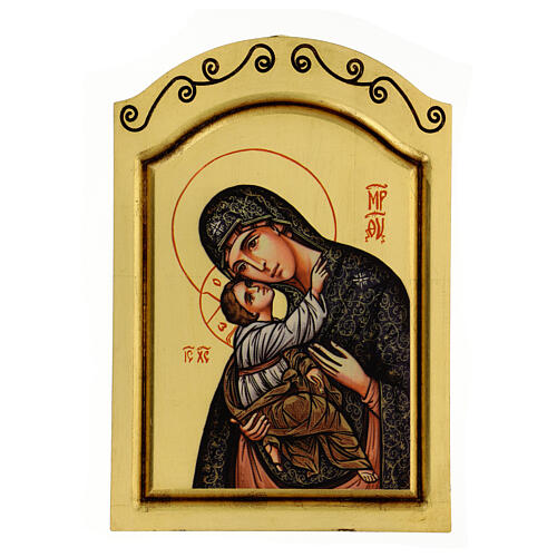 Icono Virgen Niño serigrafado tallado 32x22 cm 1