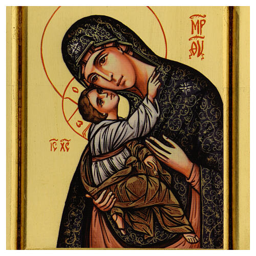 Icono Virgen Niño serigrafado tallado 32x22 cm 2