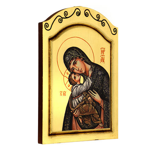 Icono Virgen Niño serigrafado tallado 32x22 cm 3