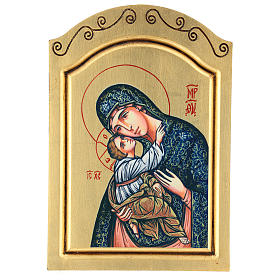 Icone stampa legno e pietra: Icona Madonna Bambino serigrafia intaglio 32x22 cm
