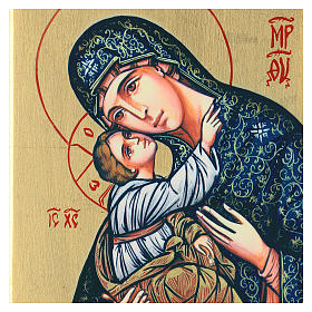 Icone stampa legno e pietra: Icona Madonna Bambino serigrafia intaglio 32x22 cm