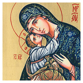 Ikona Madonna z Dzieciątkiem, serigrafia, ręcznie wykończona, 44x32 cm