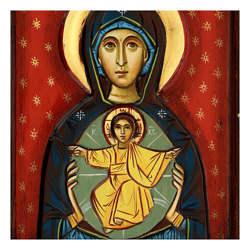 Icono Virgen con el Niño tallado pintado a mano Rumanía 2