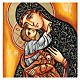 Icona Madonna Bambino sfondo arancio Romania 22x18 cm dipinta s2