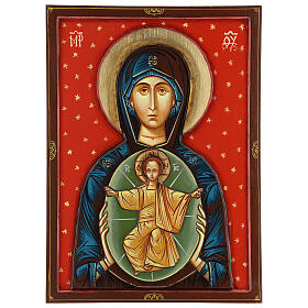 Icono rumano Virgen con Niño 70x50 pintado tallado