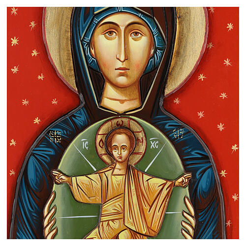 Icono rumano Virgen con Niño 70x50 pintado tallado 2