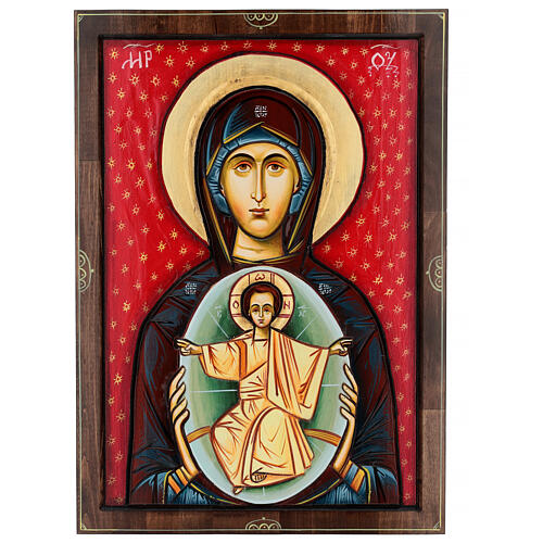 Ikona rumuńska Madonna z Dzieciątkiem, 70x50, malowana nacięta 1