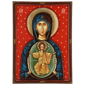 Ícone romeno Mãe de Deus 70x50 cm pintado entalhado