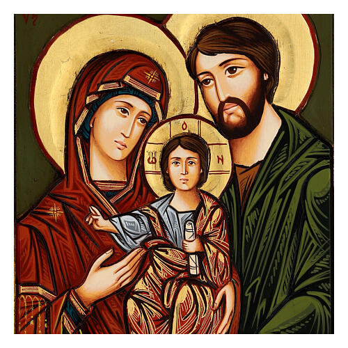 Icono Sagrada Familia Rumanía tallado pintado a mano 44x32 cm 2