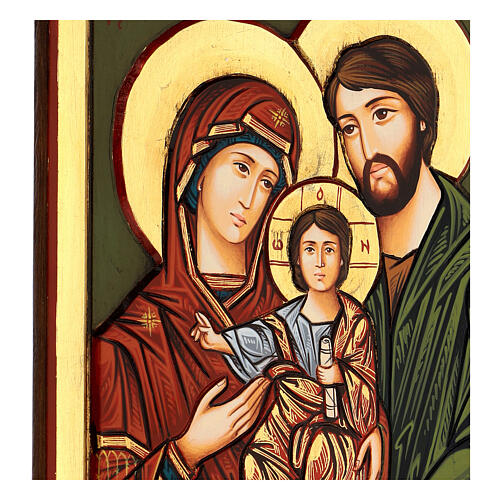 Icono Sagrada Familia Rumanía tallado pintado a mano 44x32 cm 4