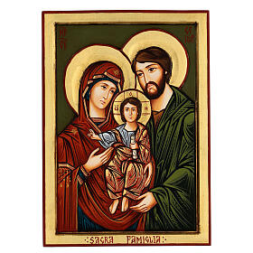 Icône Sainte Famille Roumanie taillée peinte à la main 44x32 cm