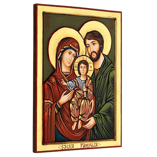 Icona Sacra Famiglia Romania intagliata dipinta a mano 44x32 cm 3