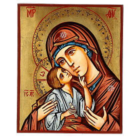 Romanian icon Madonna with Child engraved details