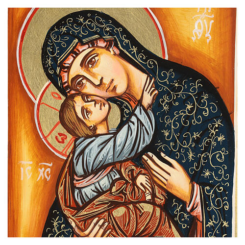Icon Madonna and Child, green mantle 22x18 cm 2