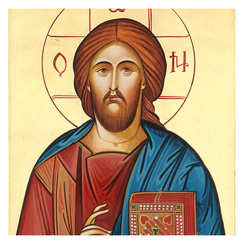 Romanian Pantocrator Jesus icon 60x40 cm painted with hollowed edge 2