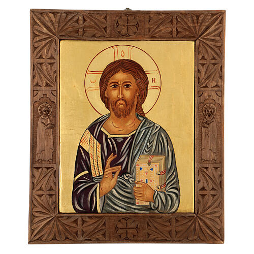 Ícone Jesus Cristo Salvador Pantocrator pintado à mão Roménia, 38x32 cm 1