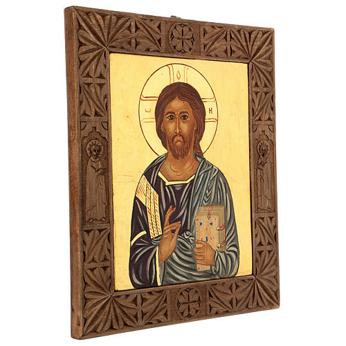 Ícone Jesus Cristo Salvador Pantocrator pintado à mão Roménia, 38x32 cm 3