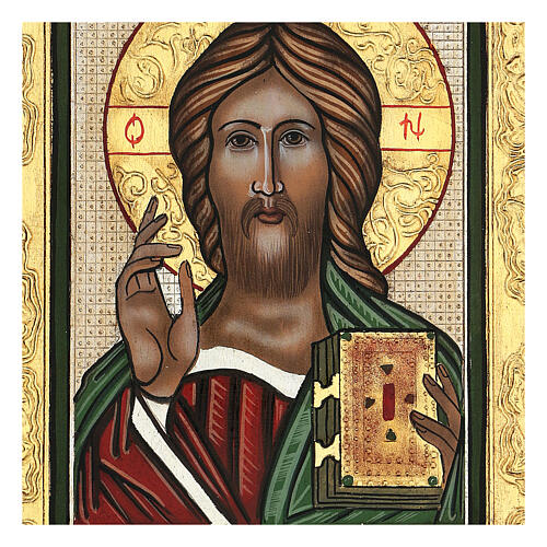 Christ Savior Pantocrator Icon, painted in Romania 28x28 cm 2