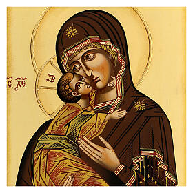 Rumänische Ikone Gottesmutter Vladimirskaja byzantinisch handbemalt, 40x30 cm